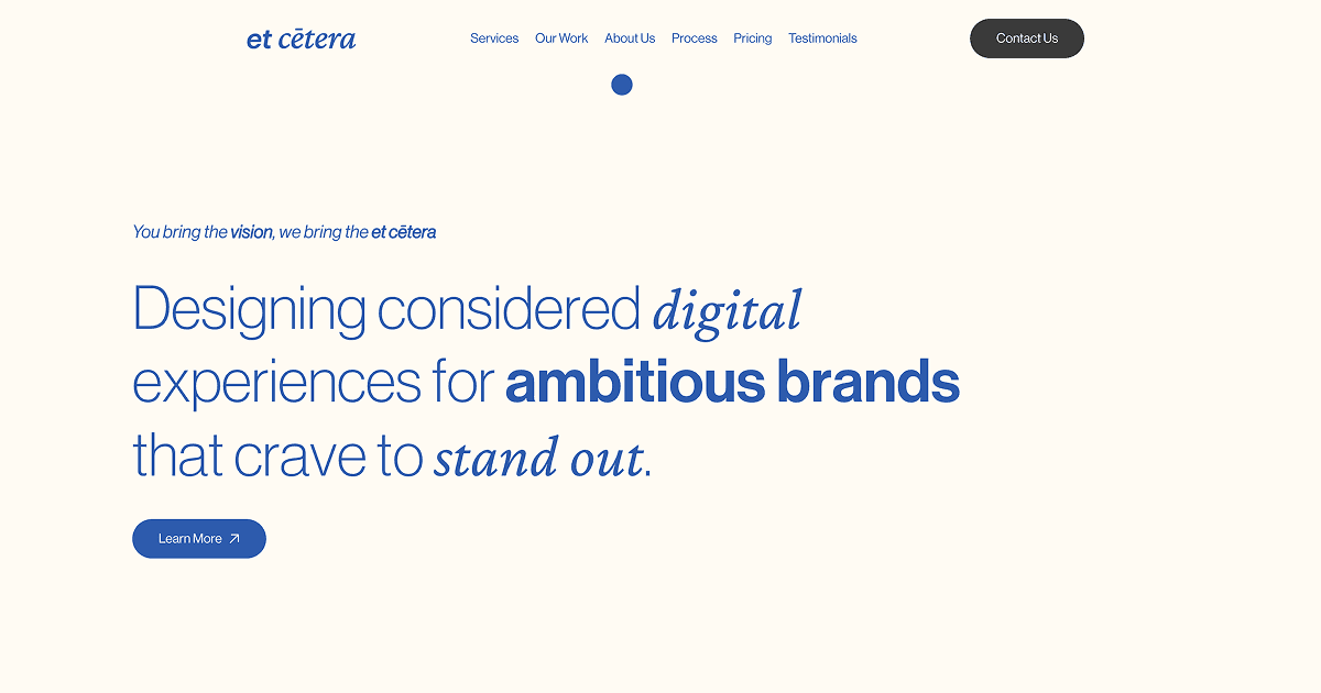 Etcetera website homepage